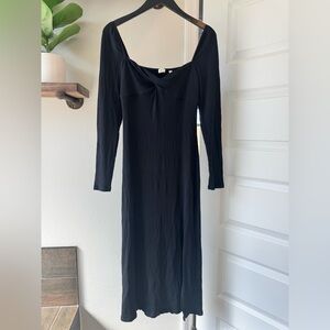 Aritzia Wilfred palm midi long sleeve dress